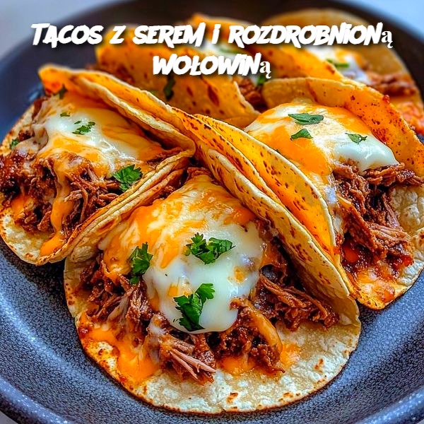 Tacos z serem i rozdrobnioną wołowiną