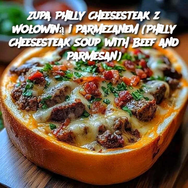 Zupa Philly Cheesesteak z Wołowiną i Parmezanem (Philly Cheesesteak Soup with Beef and Parmesan)