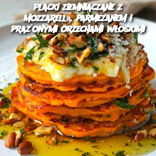 Placki ziemniaczane z mozzarellą, parmezanem i prażonymi orzechami włoskimi