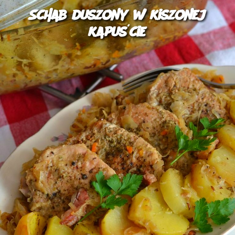 Schab duszony w kiszonej kapuście