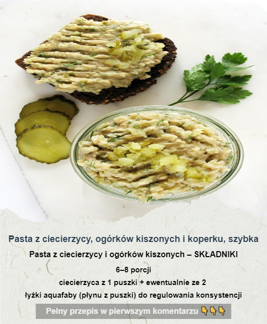 Pasta z ciecierzycy, ogórków kiszonych i koperku, szybka