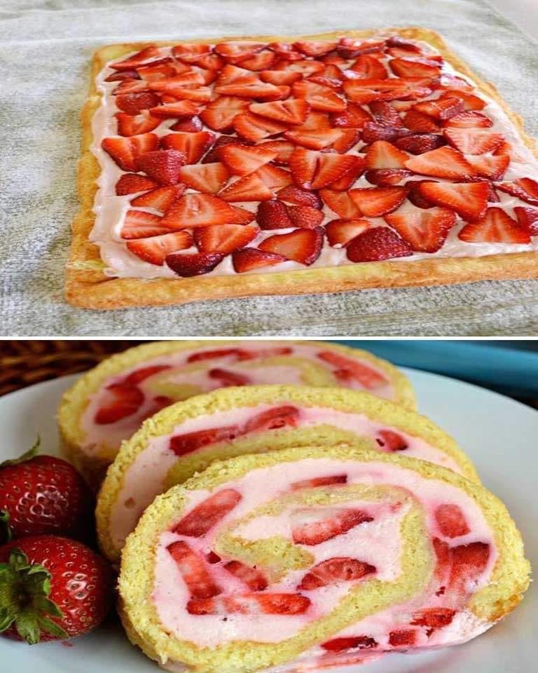 Gâteau roulé à la fraise