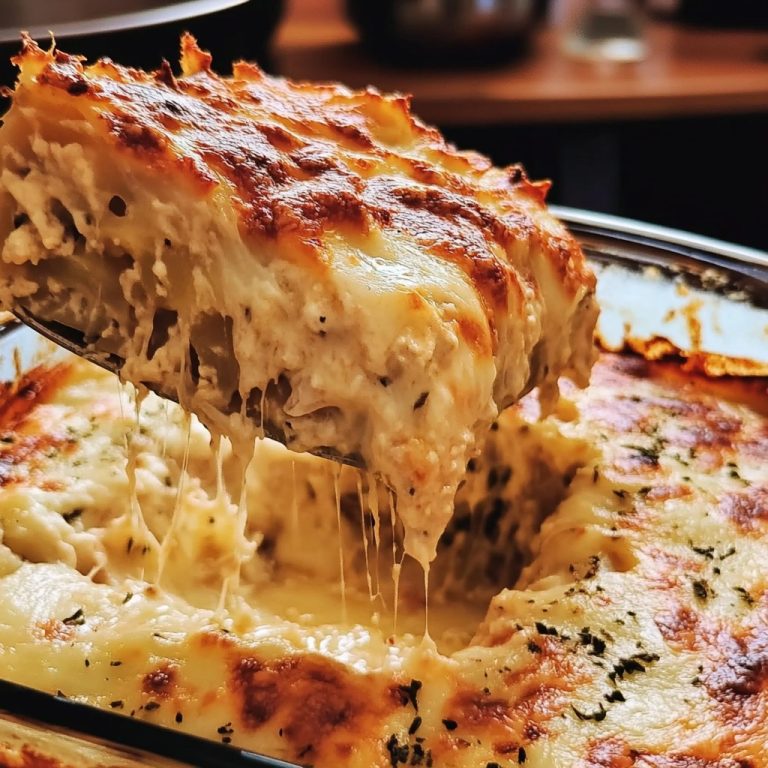 Lasagna de pui cu sos alb și brânză