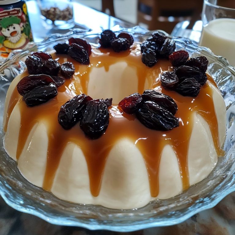 Panna Cotta cu lapte condensat cu caramel si stafide