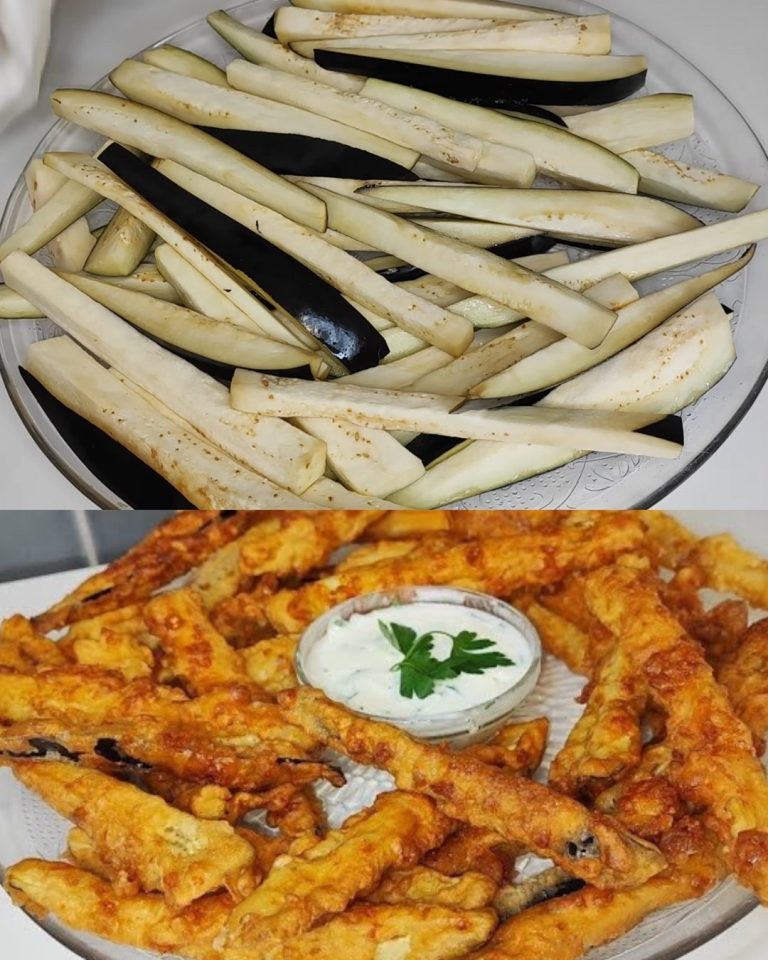 Chrupiące smażone bakłażany z jogurtem i sosem cheddar