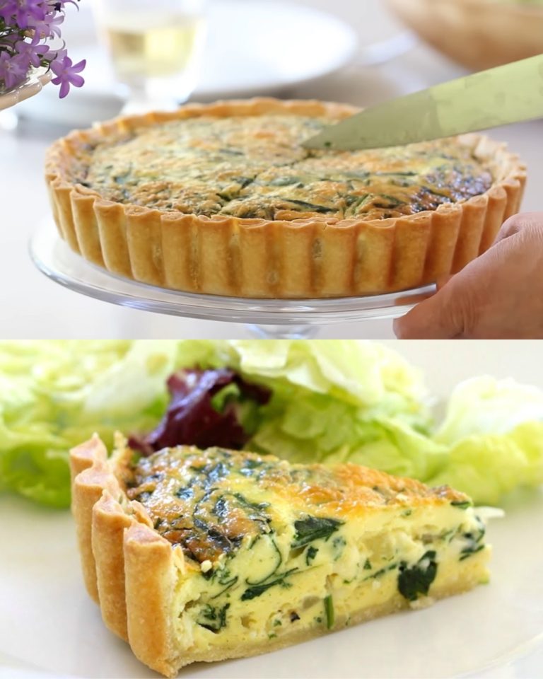 Quiche ze szpinakiem i serem Gruyère z domowym ciastem francuskim