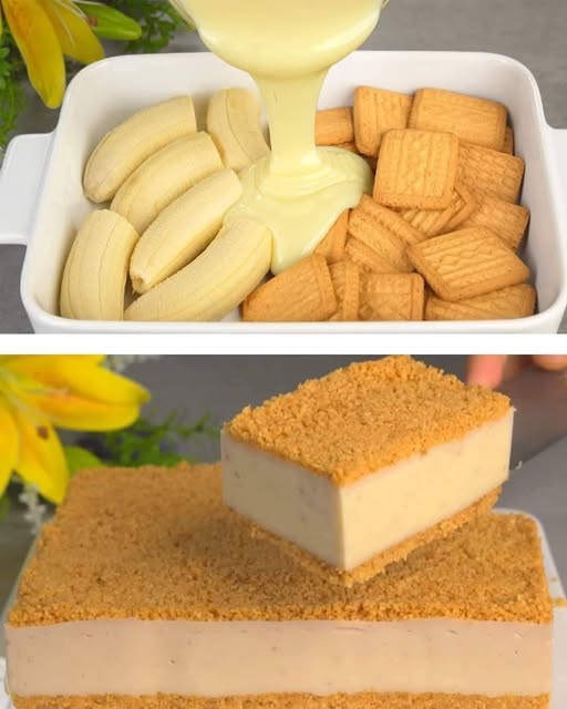 Ciasto bez pieczenia z bananami i słodzonym mlekiem skondensowanym – gotowe w 5 minut!