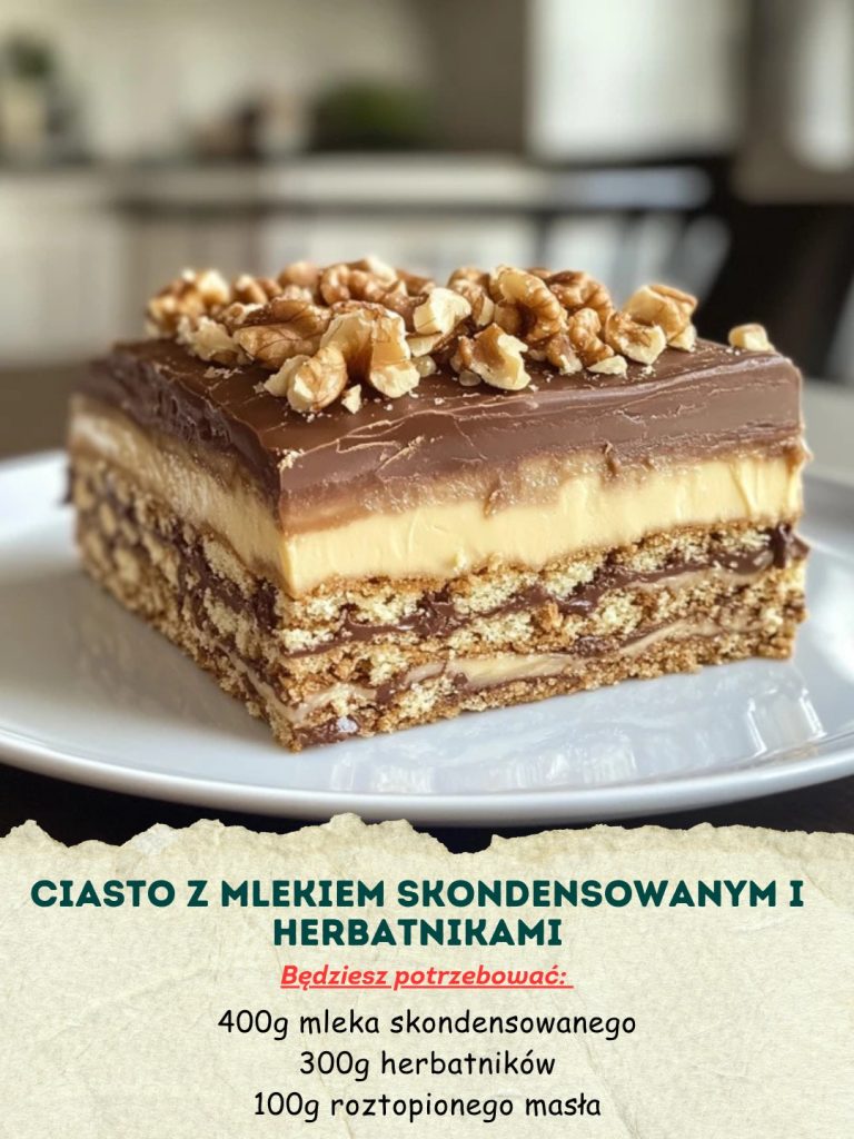 Ciasto z Mlekiem Skondensowanym i Herbatnikami